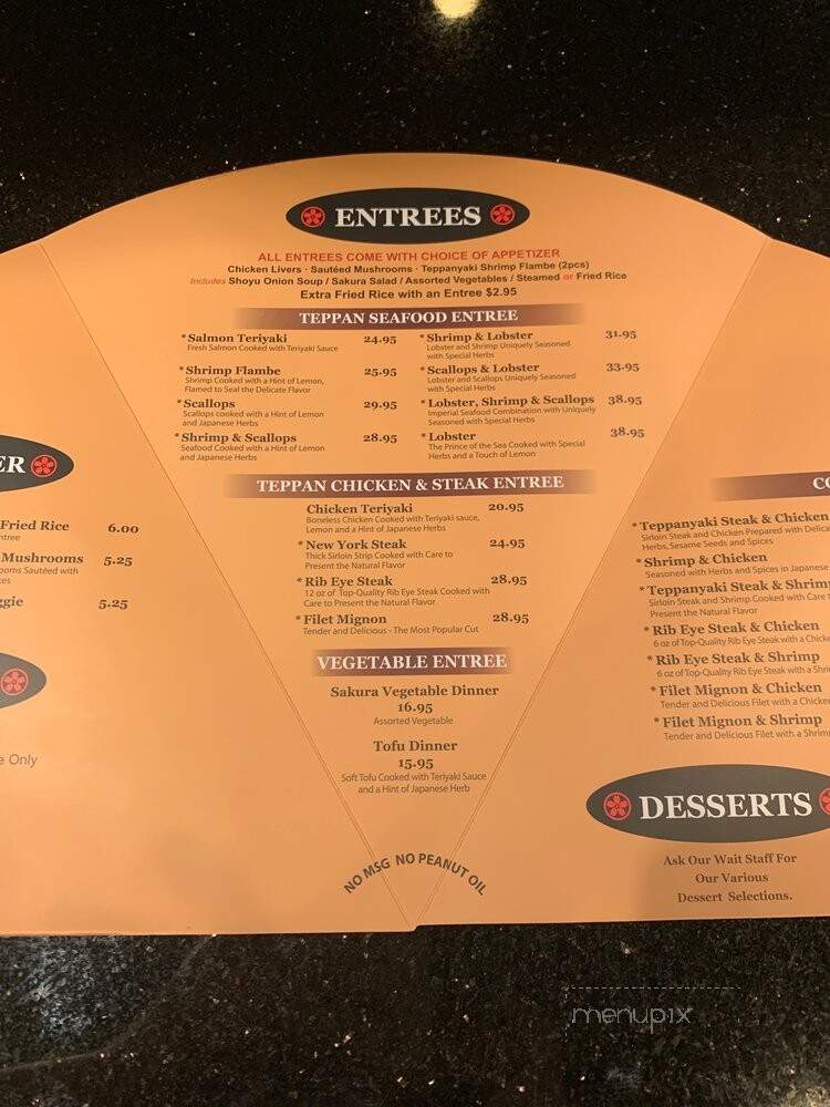 Sakura Japanese Steak - Charlottesville, VA menu_pic