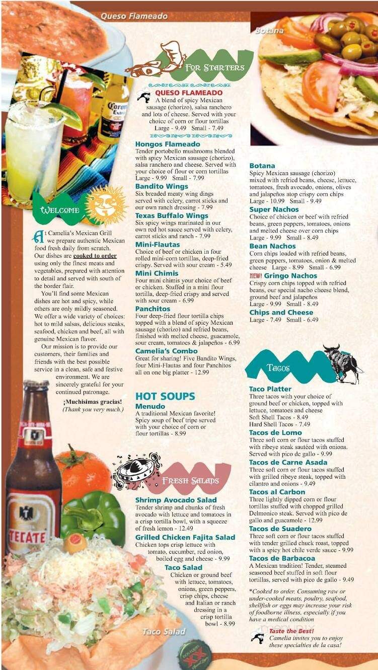 Camelia's Mexican Grill - Farmington Hills, MI menu_pic