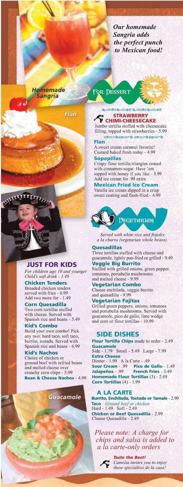 Camelia's Mexican Grill - Farmington Hills, MI menu_pic