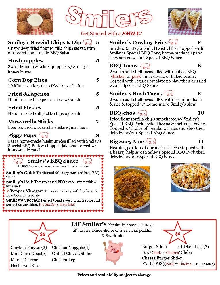 Smiley's Smokin BBQ - Elgin, SC menu_pic