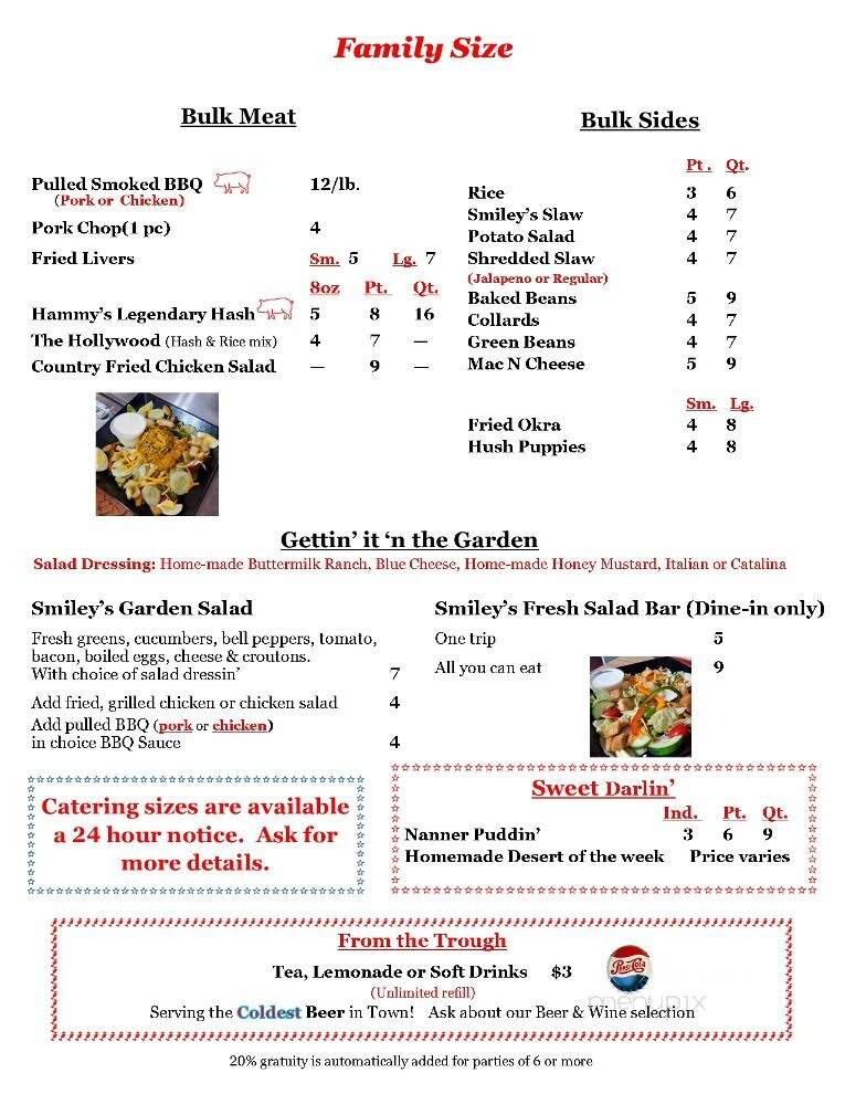 Smiley's Smokin BBQ - Elgin, SC menu_pic