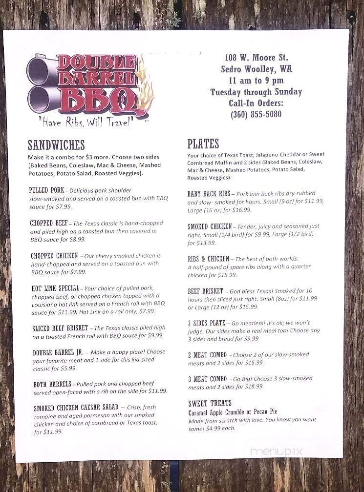 Double Barrel BBQ - Sedro-Woolley, WA menu_pic