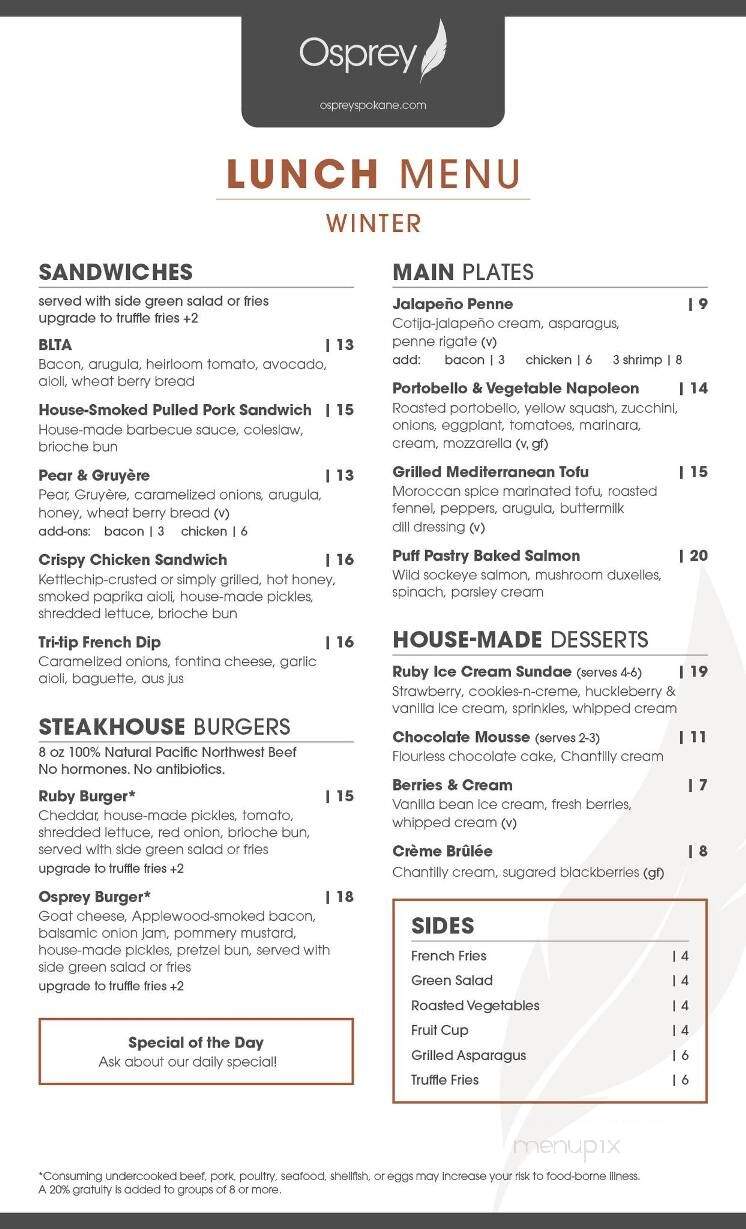 Osprey - Spokane, WA menu_pic