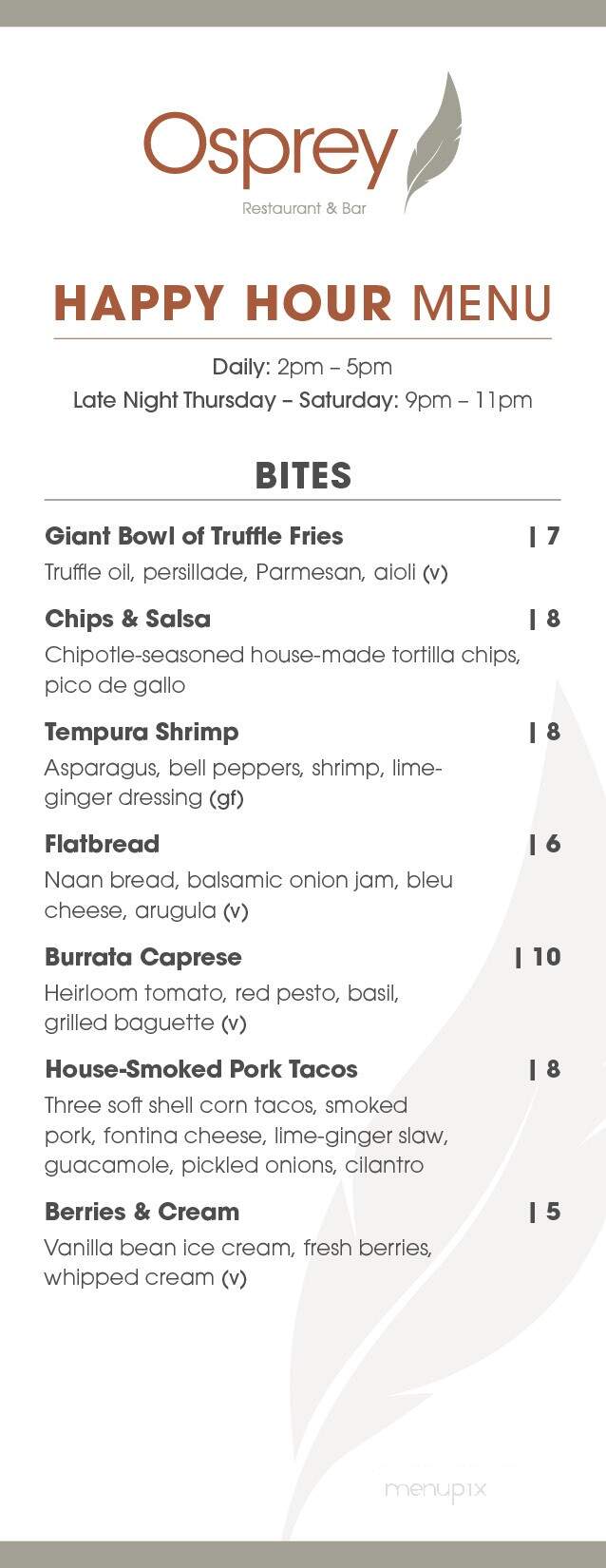 Osprey - Spokane, WA menu_pic
