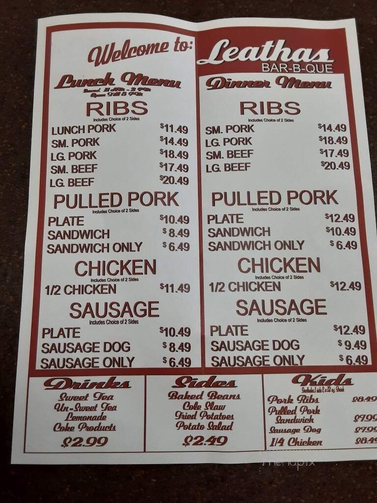 Leathas Bar-B-Que - Petal, MS menu_pic