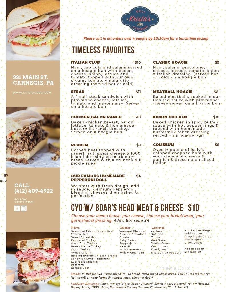 Krista's Deli Catering - Carnegie, PA menu_pic