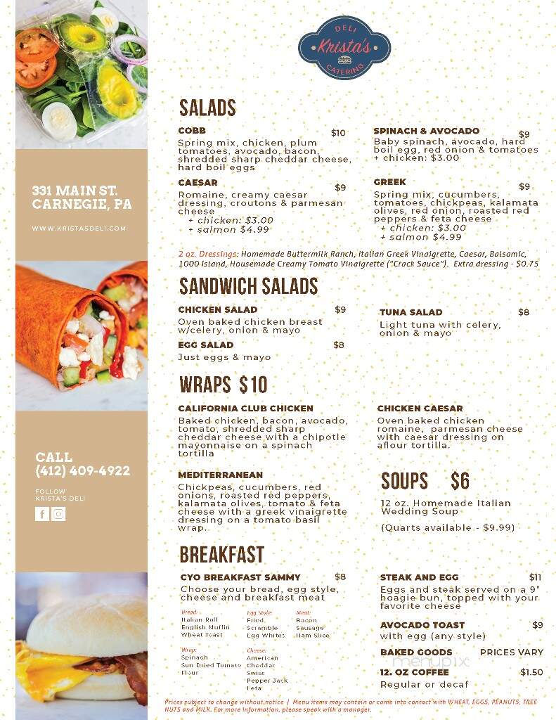 Krista's Deli Catering - Carnegie, PA menu_pic