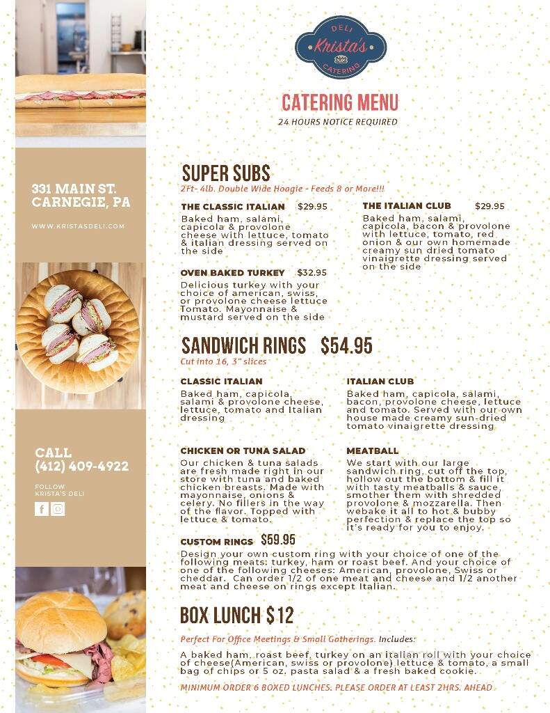 Krista's Deli Catering - Carnegie, PA menu_pic