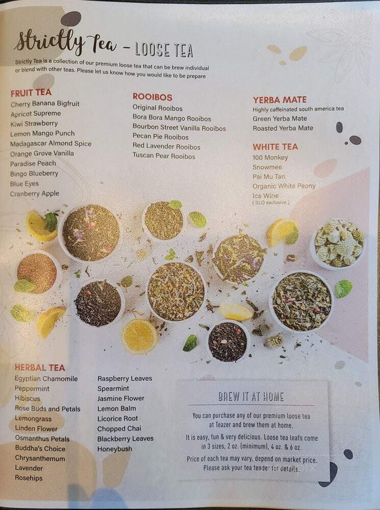 Teazer World Tea Market - San Luis Obispo, CA menu_pic