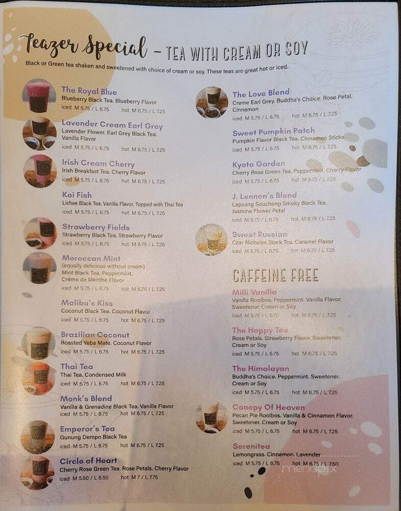 Teazer World Tea Market - San Luis Obispo, CA menu_pic