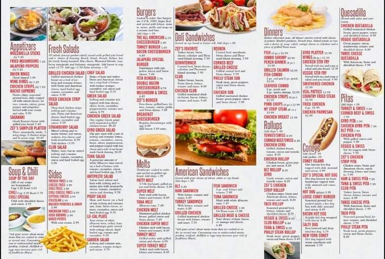 Zefs - Bay City, MI menu_pic