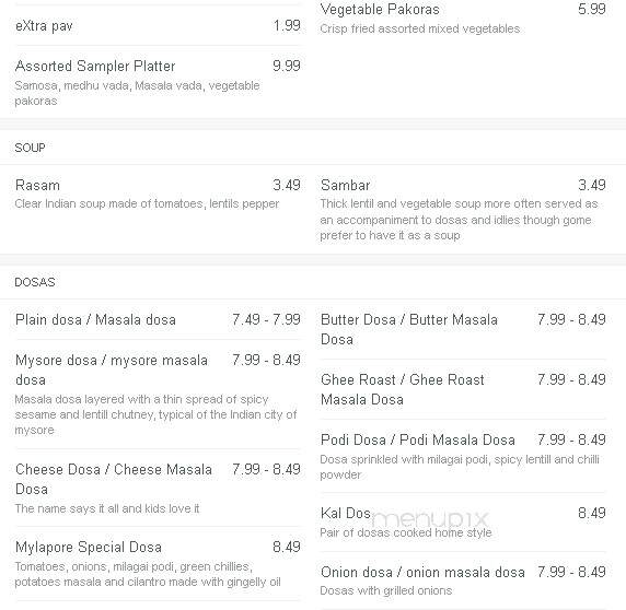 Mylapore - Folsom, CA menu_pic