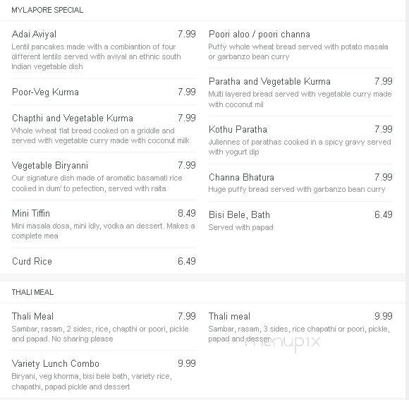 Mylapore - Folsom, CA menu_pic