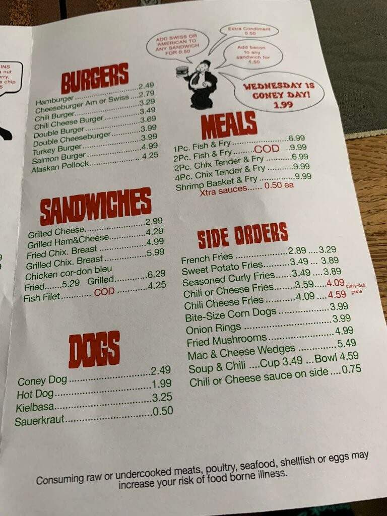 Wimpy's Place - Lexington, MI menu_pic