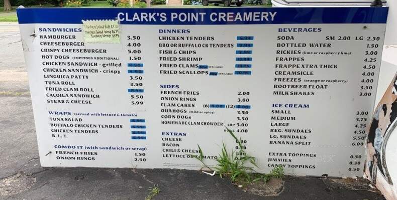Clark's Point Creamery - New Bedford, MA menu_pic