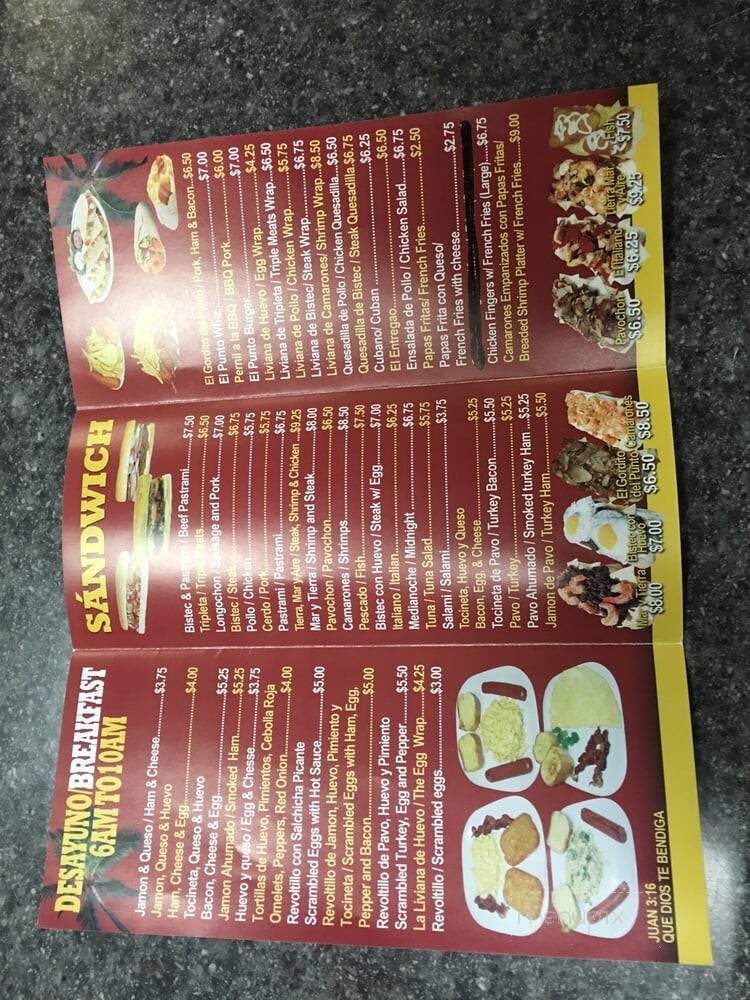 Sandwichera El Punto - Allentown, PA menu_pic