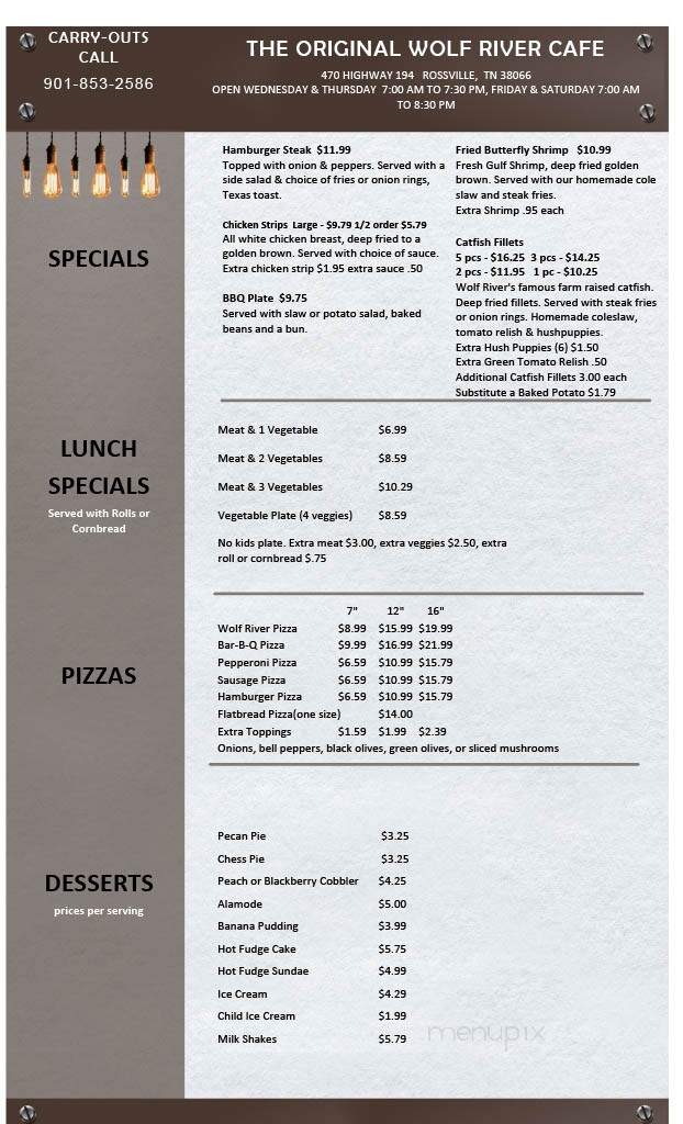 Wolf River Cafe - Collierville, TN menu_pic