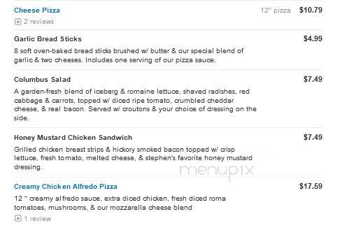 Day One Pizza - Columbus, WI menu_pic