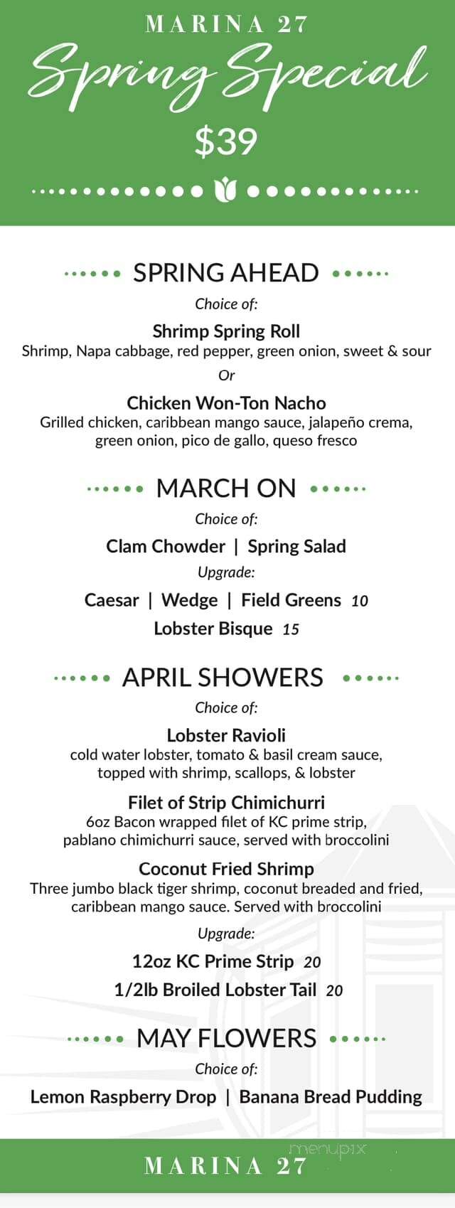 Marina 27 Steak & Seafood - Lake Lotawana, MO menu_pic