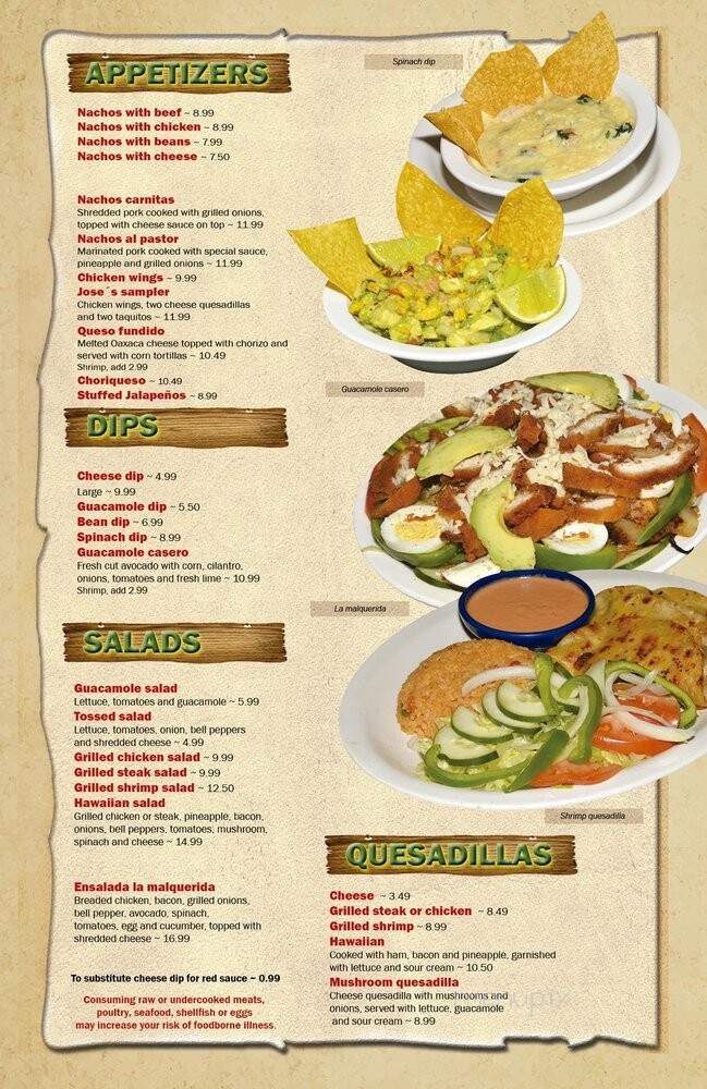 Jose's Mexican Restaurant - Hendersonville, TN menu_pic