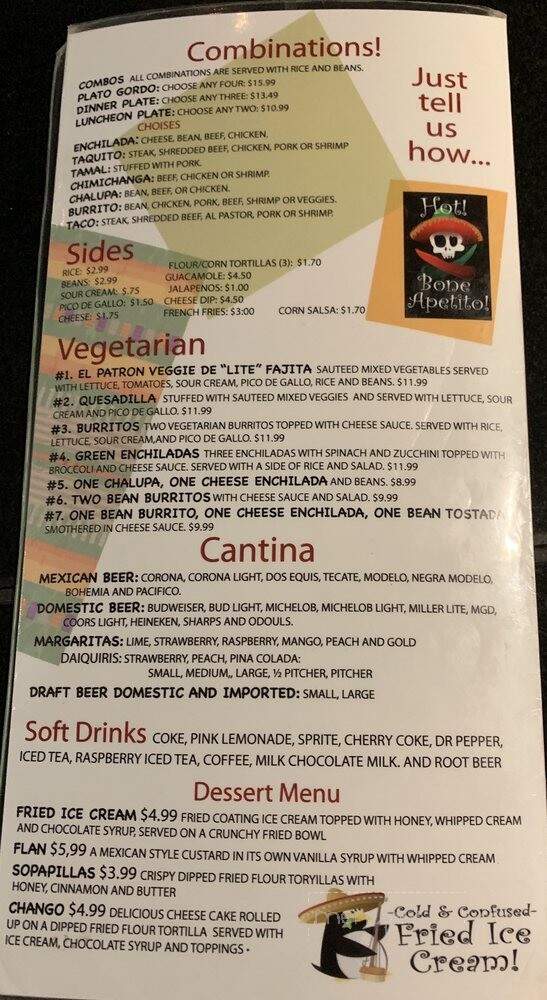 El Patron Mexican Grill & Cantina - Chardon, OH menu_pic