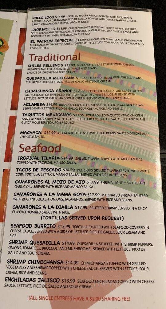 El Patron Mexican Grill & Cantina - Chardon, OH menu_pic