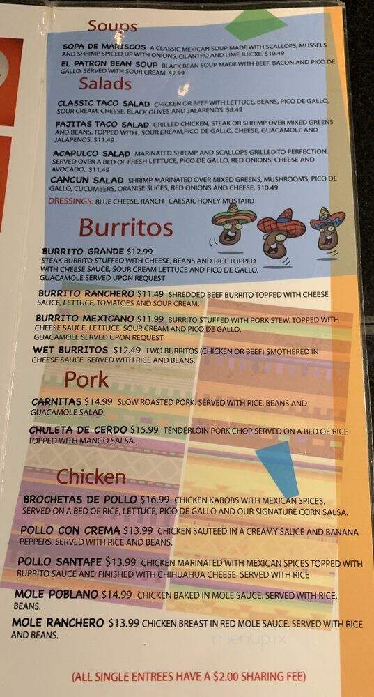 El Patron Mexican Grill & Cantina - Chardon, OH menu_pic