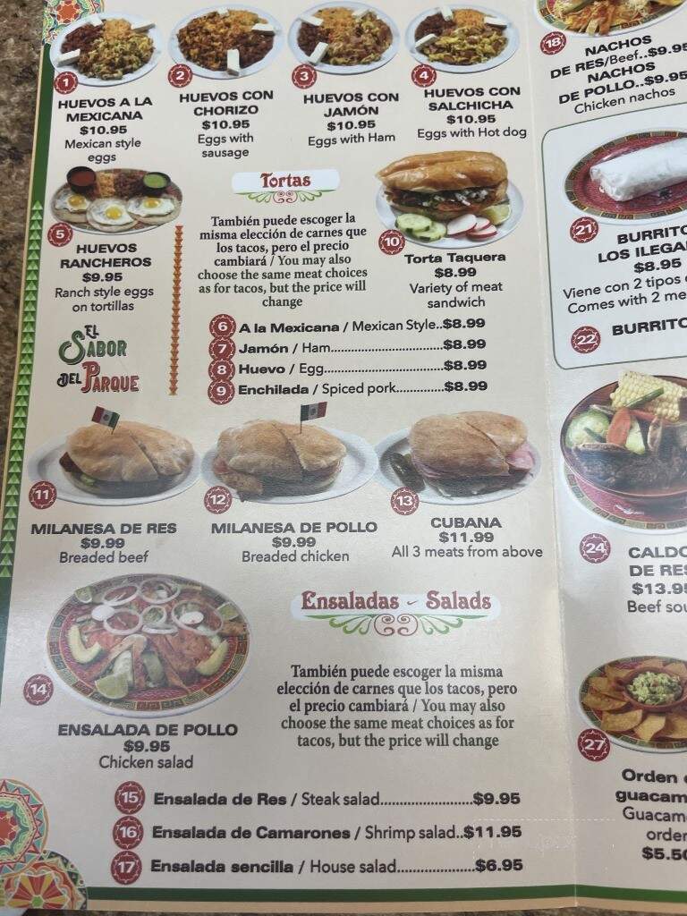 Taqueria el Sabor del Parque - Baltimore, MD menu_pic