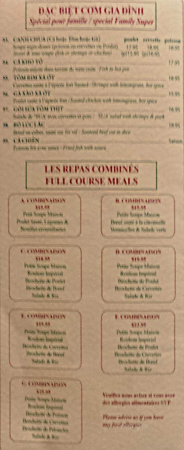Restaurant Hoai Huong - Montreal, QC menu_pic