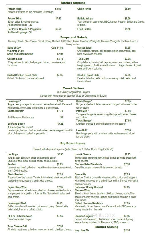 Bull & The Bear - Raleigh, NC menu_pic