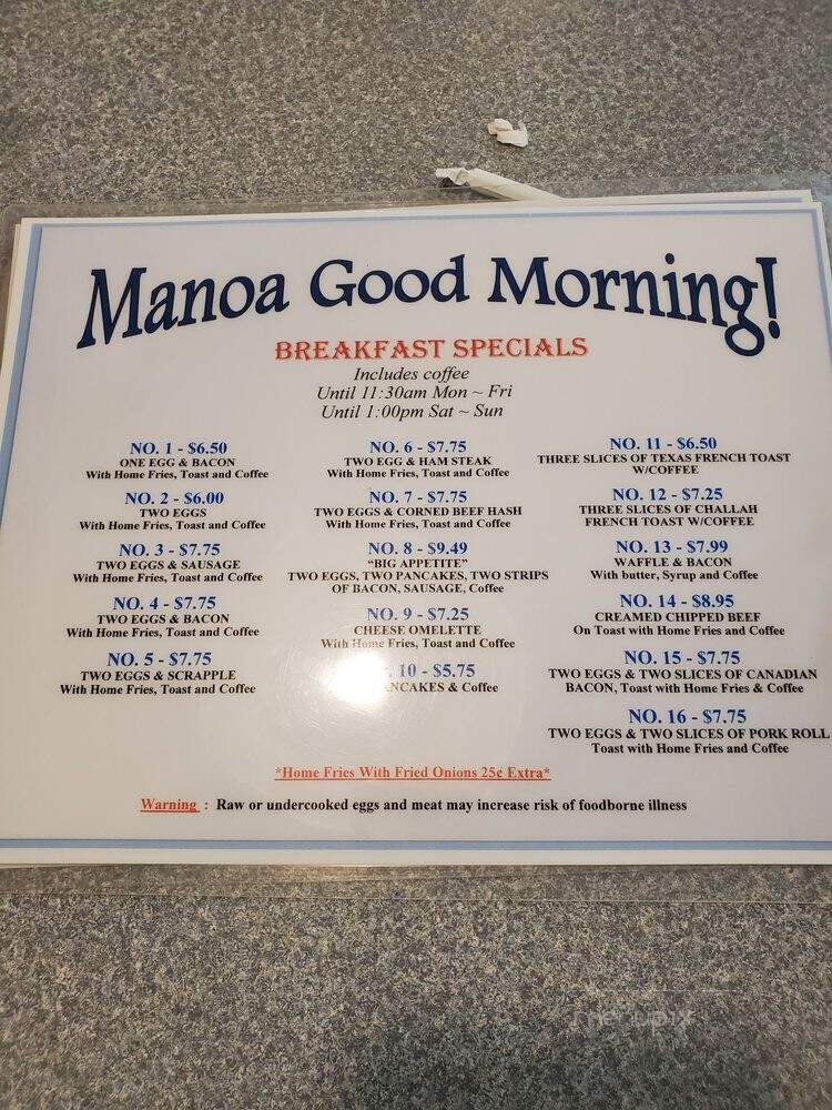 Manoa Diner & Deli - Havertown, PA menu_pic
