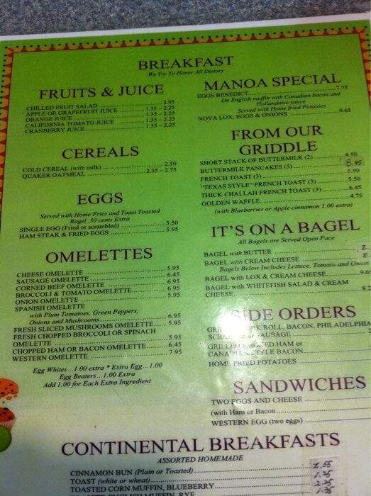 Manoa Diner & Deli - Havertown, PA menu_pic
