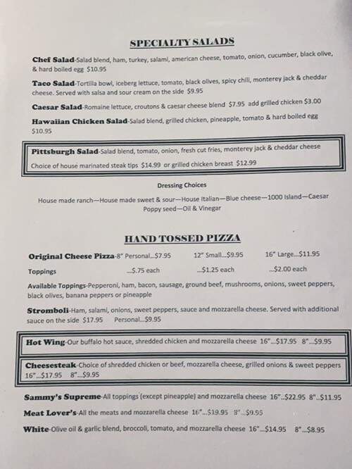 Sammy's Pizza - Muncy, PA menu_pic