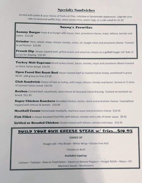 Sammy's Pizza - Muncy, PA menu_pic