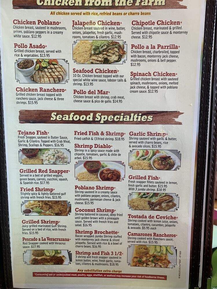 Maya Mexican Restaurant - Cuero, TX menu_pic