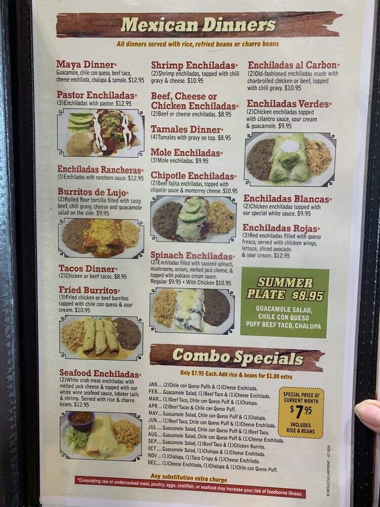 Maya Mexican Restaurant - Cuero, TX menu_pic