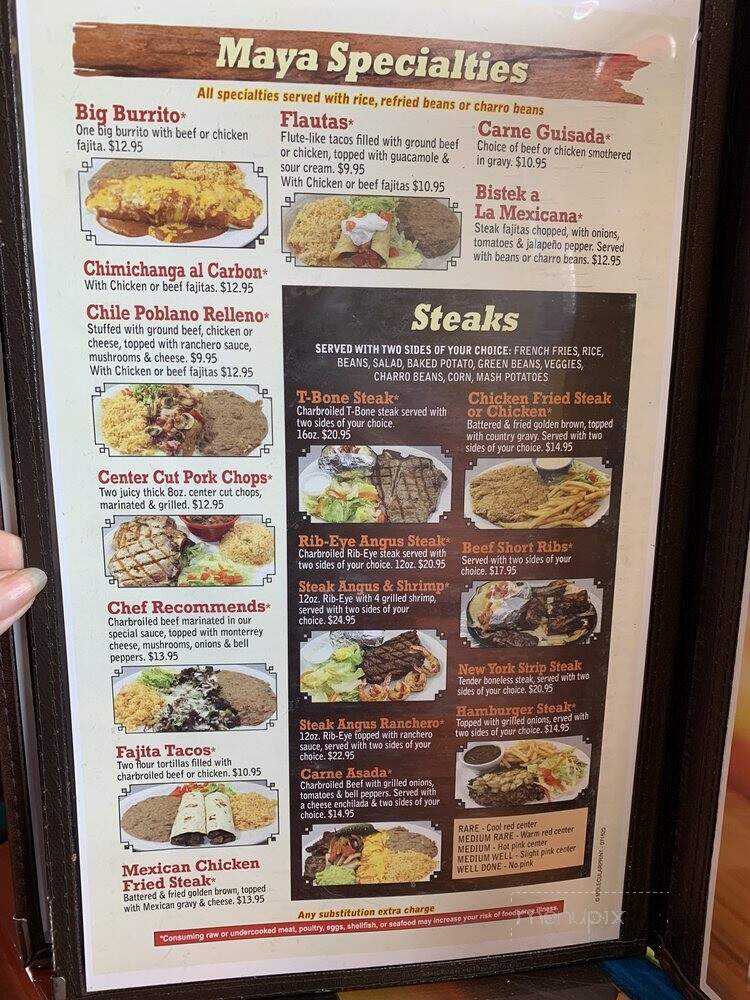 Maya Mexican Restaurant - Cuero, TX menu_pic