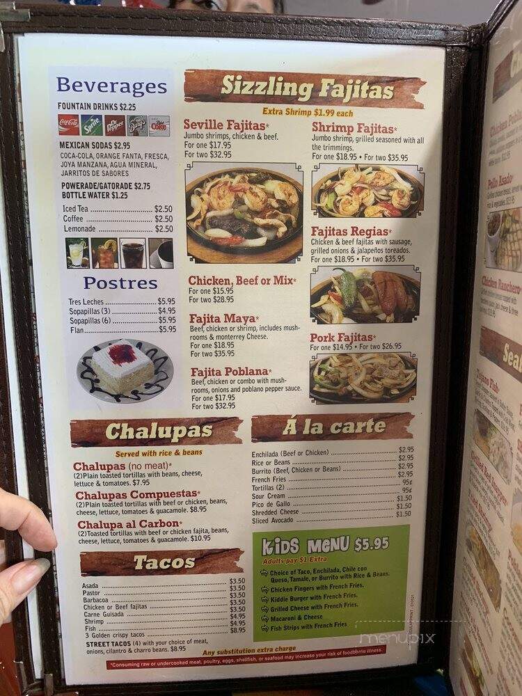 Maya Mexican Restaurant - Cuero, TX menu_pic