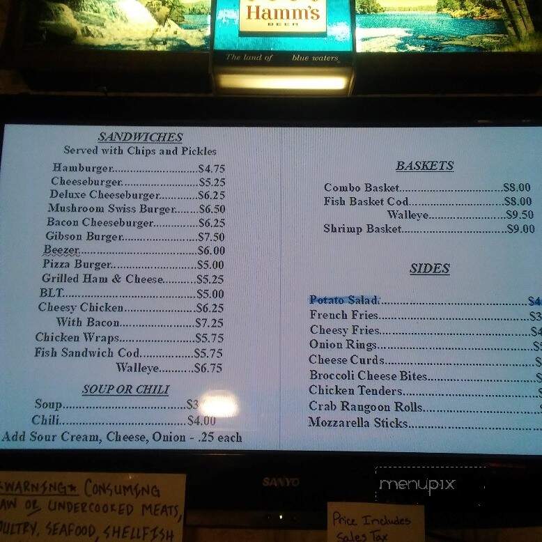 Kathy's Inn Bar & Grill - Argonne, WI menu_pic