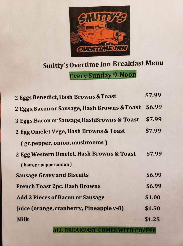 Smitty's Overtime Inn - Tomah, WI menu_pic