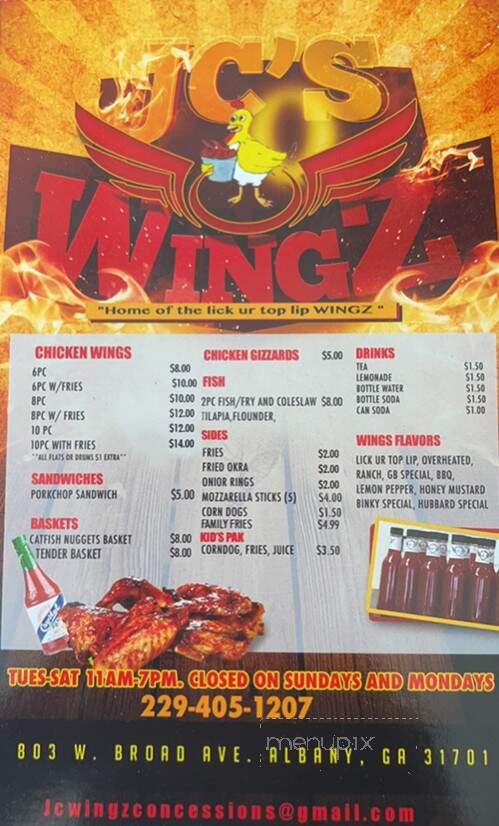 JC's Wingz & Concessions - Albany, GA menu_pic