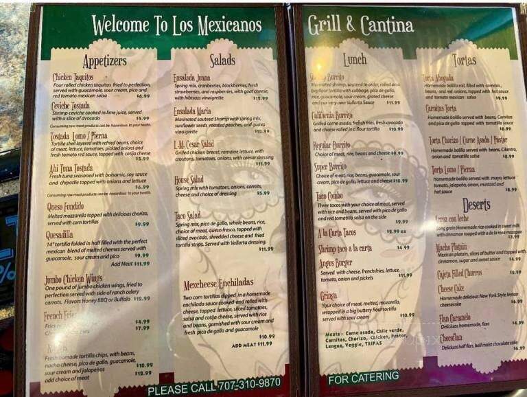 Los Mexicanos - Zephyr Cove, NV menu_pic
