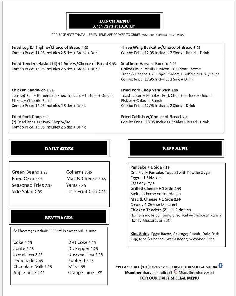 Southern Harvest Soul Food - Jacksonville, NC menu_pic