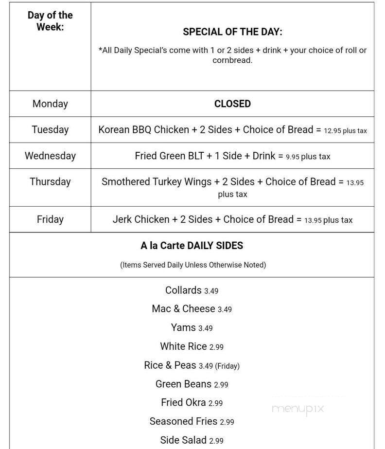 Southern Harvest Soul Food - Jacksonville, NC menu_pic