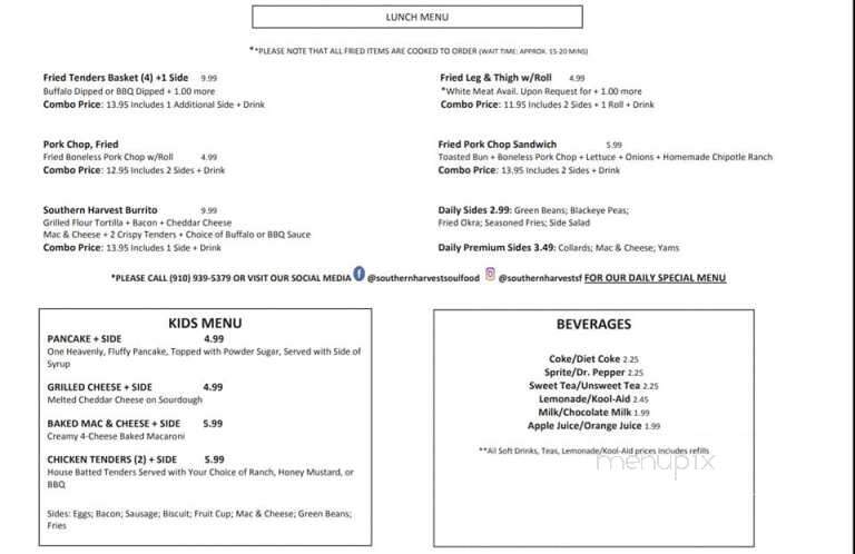 Southern Harvest Soul Food - Jacksonville, NC menu_pic