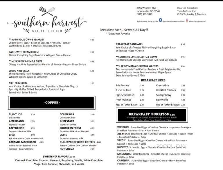 Southern Harvest Soul Food - Jacksonville, NC menu_pic