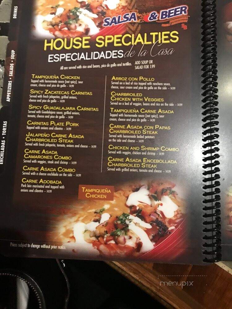 Salsa & Beer - North Hollywood, CA menu_pic