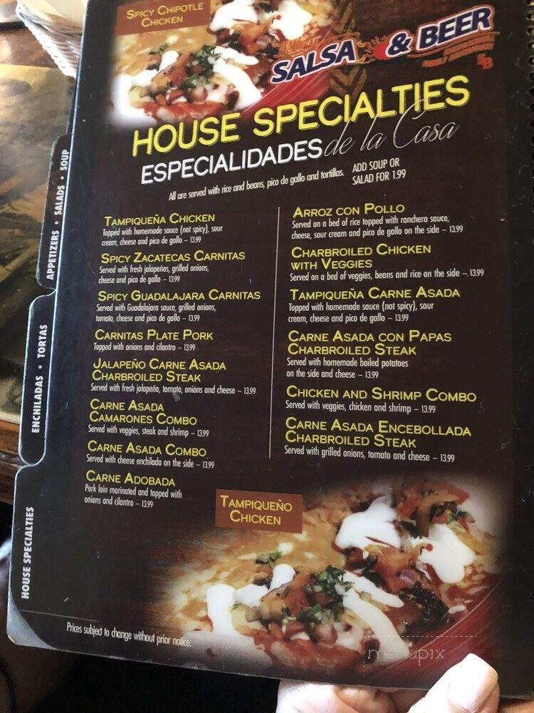 Salsa & Beer - North Hollywood, CA menu_pic