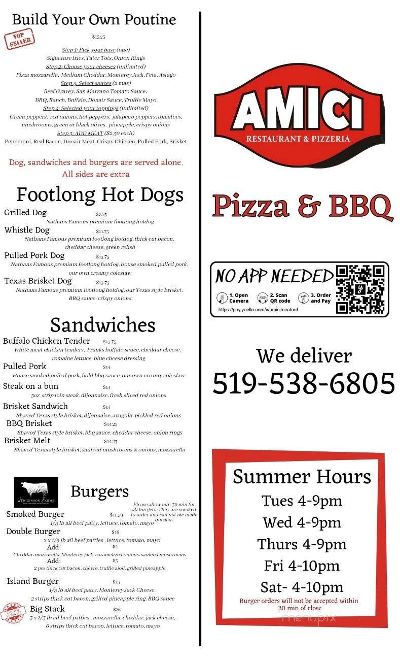 Amici Pizzeria and Family Restaurant - Meaford, ON menu_pic