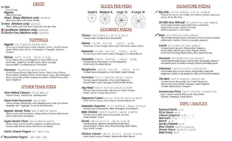 Amici Pizzeria and Family Restaurant - Meaford, ON menu_pic